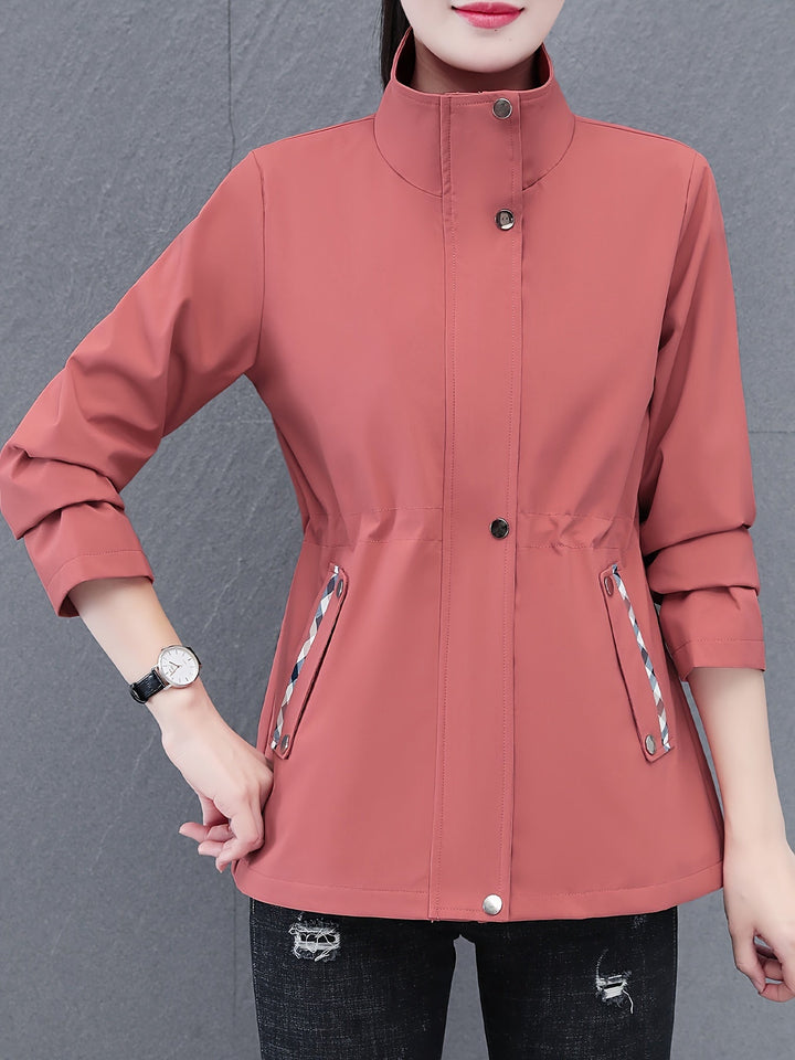 Drune | Mode Rosa Reißverschlussjacke mit Kontrast für einen modernen Look