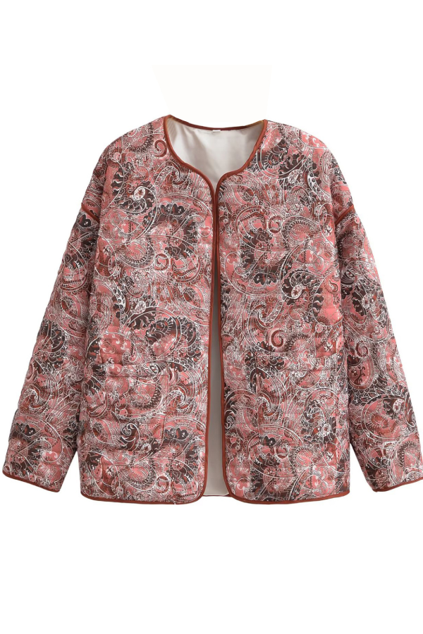 Drune | Print Lockere V-Ausschnitt Cardigan Baumwolljacke