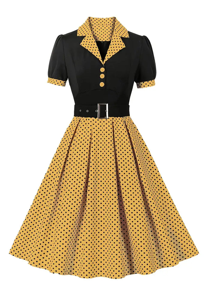 Drune | Stilvolle Herbst Vintage Kleid mit Polka Dots für Frauen