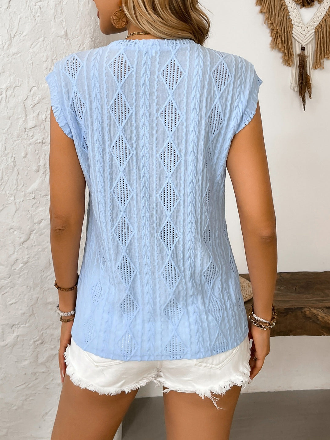 Drune | Jacquard T-Shirt mit Rundhalsausschnitt und kurzen Ärmeln