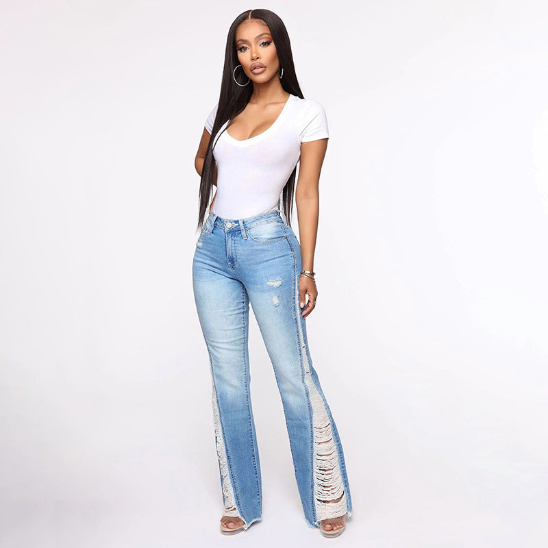 Drune Stretch Ripped Flare Jeans