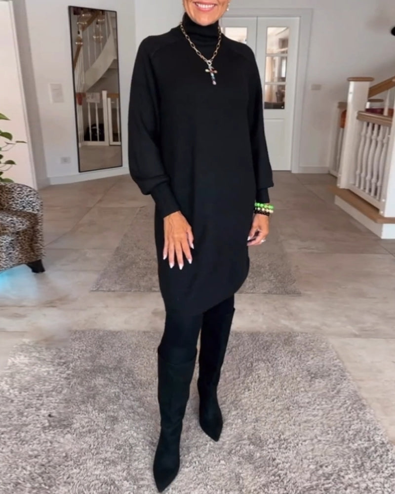 Drune | Einfarbiges Hochgeschlossenes Kleid