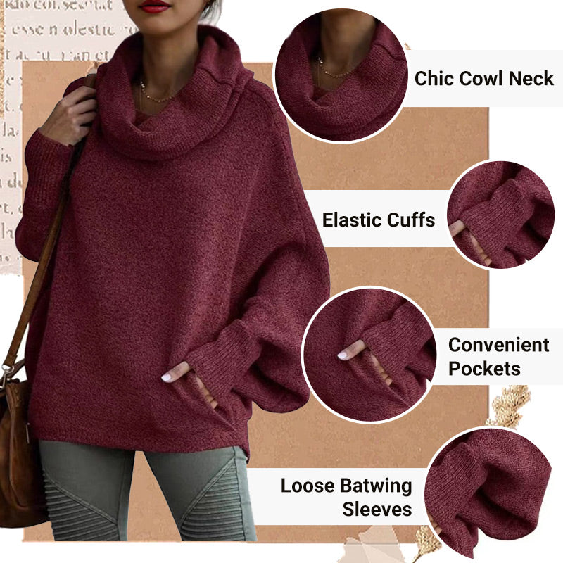 Drune | Cozy batwing sweater with waterfall neckline and pockets