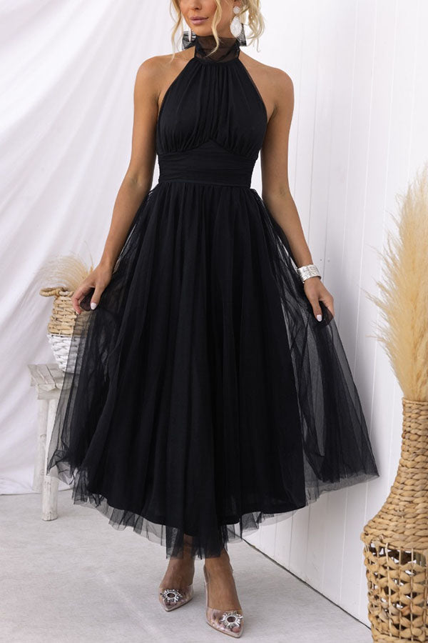 Drune | Halfterhals Abendkleid Tüllschichten Elegante Formelle Kleidung