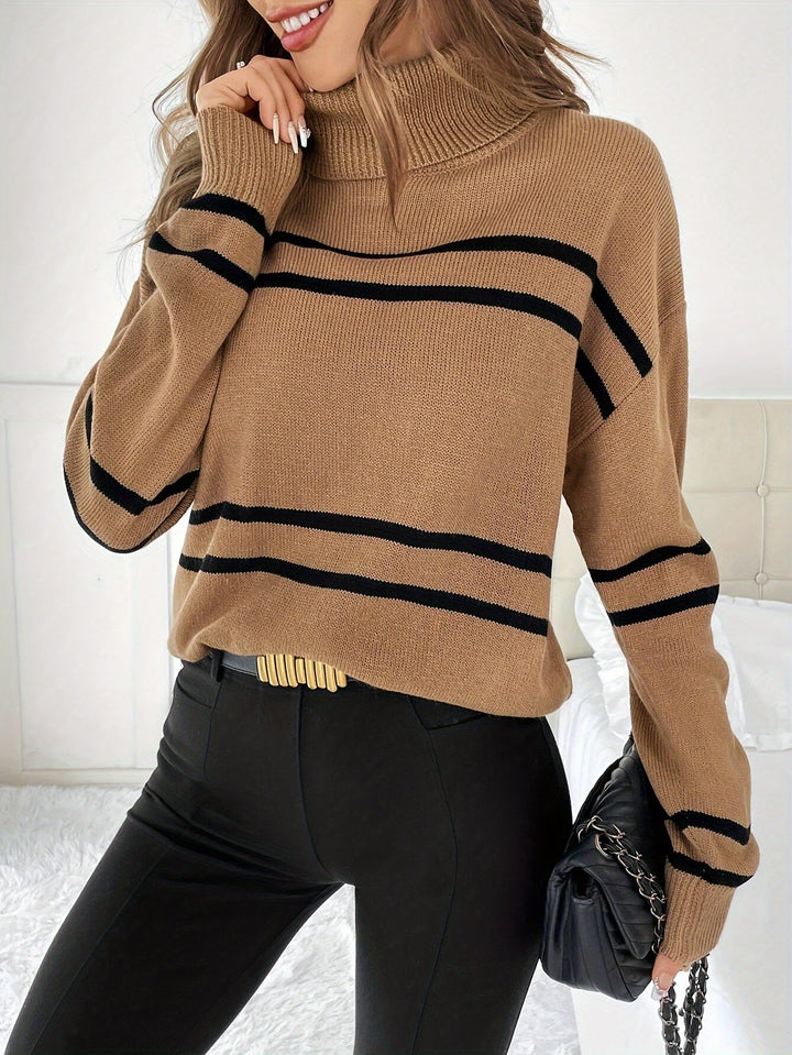 Drune | Gestreifter Rollkragenpullover