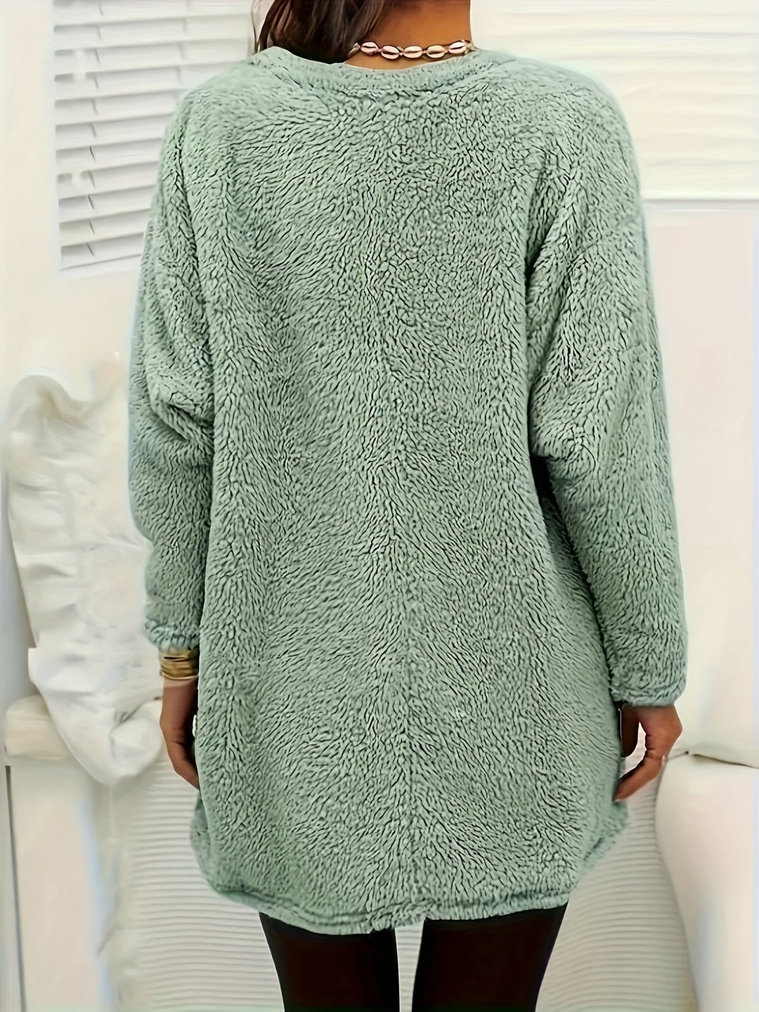 Drune | Lang Teddy Tunika mit Taschen Polyester Warm und Stilvoll