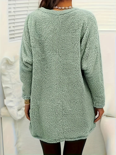 Drune | Lang Teddy Tunika mit Taschen Polyester Warm und Stilvoll