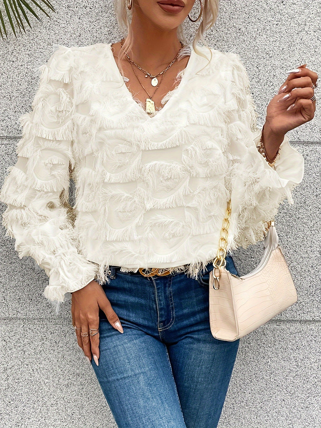 Drune | Elegantes Top mit Fransen-details Polyester Stilvoll und Bequem