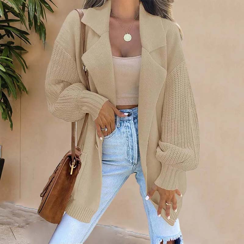 Drune | Langer Cardigan mit Strukturierten Ärmeln Polyester Elegant, Bequem