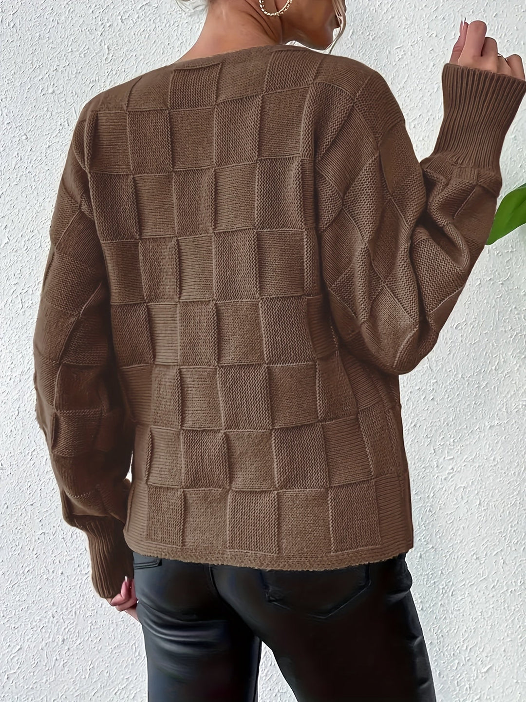 Drune | Baumwollpullover mit Boot-Ausschnitt und karierten Ärmeln Pullover Damen - Perfekt für lässige Tage