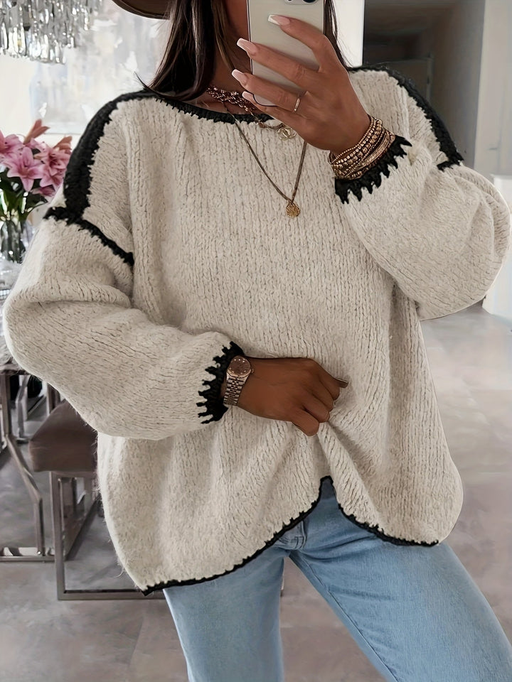 Drune | Lockere Strickpullover Weich und Gemütlich Einzigartige Häkel-details