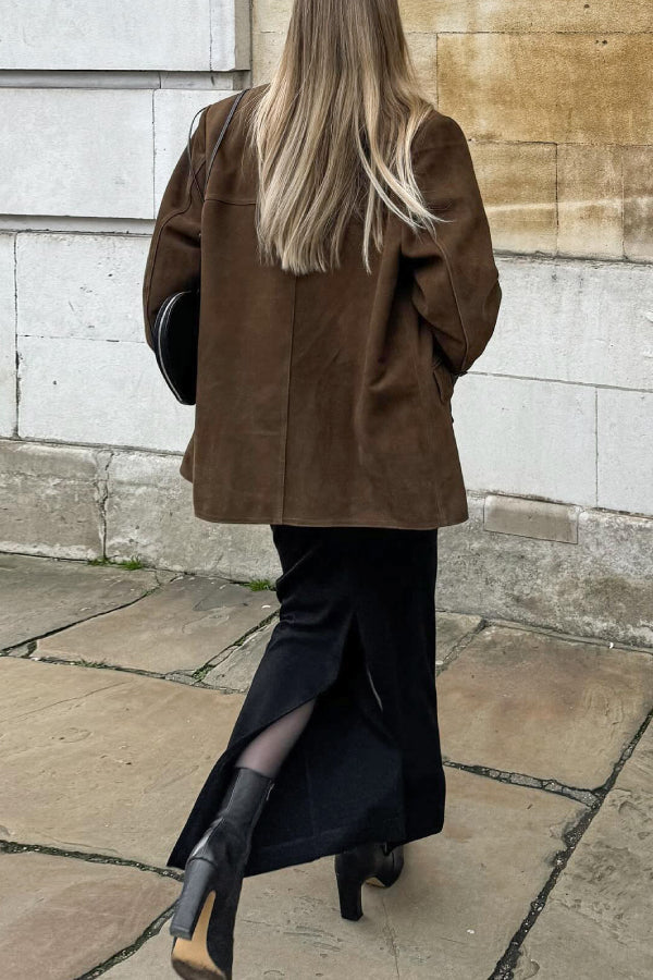 Drune | Vintage Reverslose Wildlederjacke