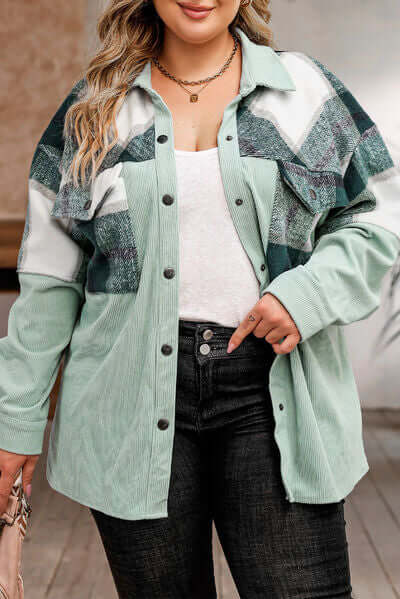 Drune | Plus Size Karos Shacket Jacke für Damen
