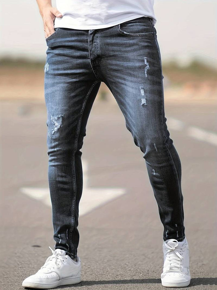 Drune | Skinny Fit Jeans mit Rissen - Stretch Denim Hose für Alltag & Streetwear Style