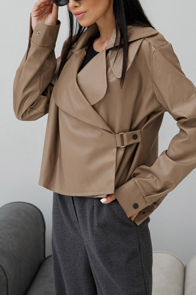 Drune | Kragen Leder Bikerjacke