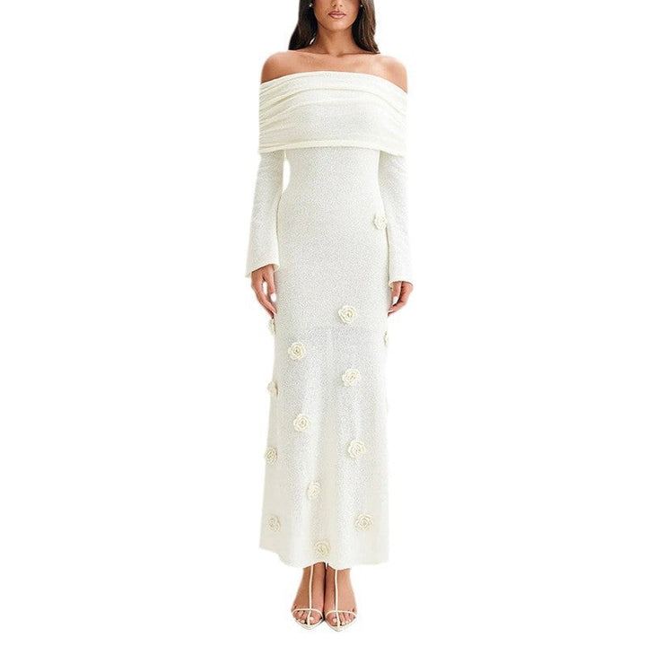 Drune | Dreidimensionales Blumenkleid Mit Offenen Schultern Strick