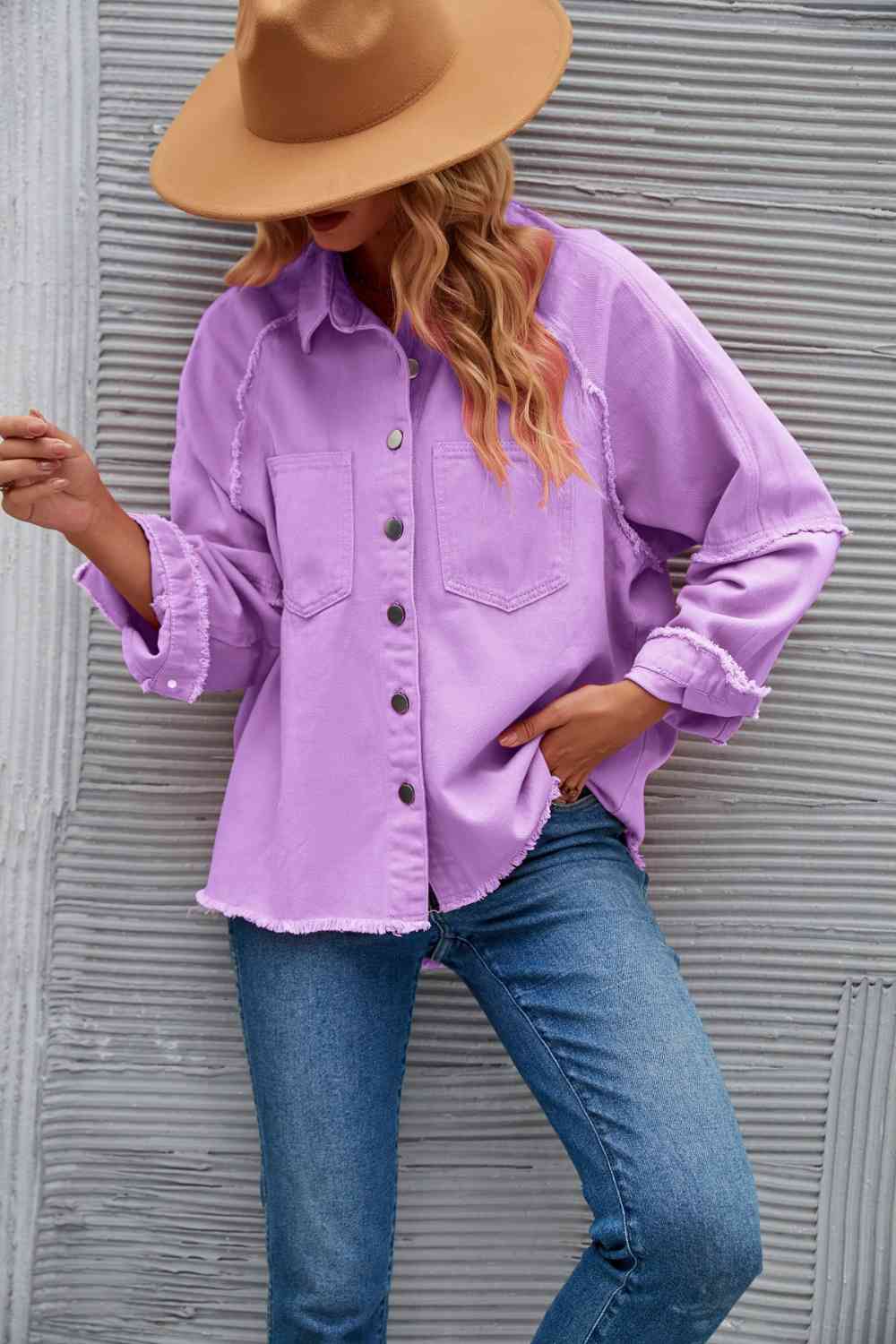 Drune | Raw Hem Kragen Denimjacke
