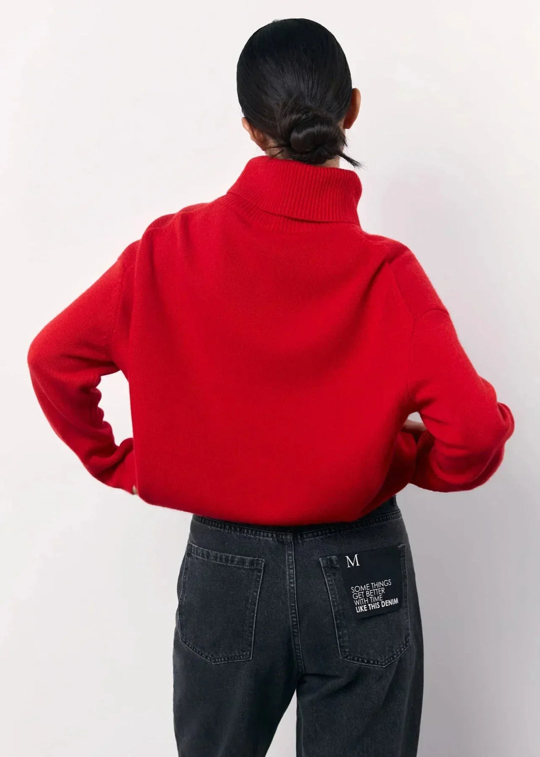 Drune | Übergroßer roter Rollkragen-Strickpullover