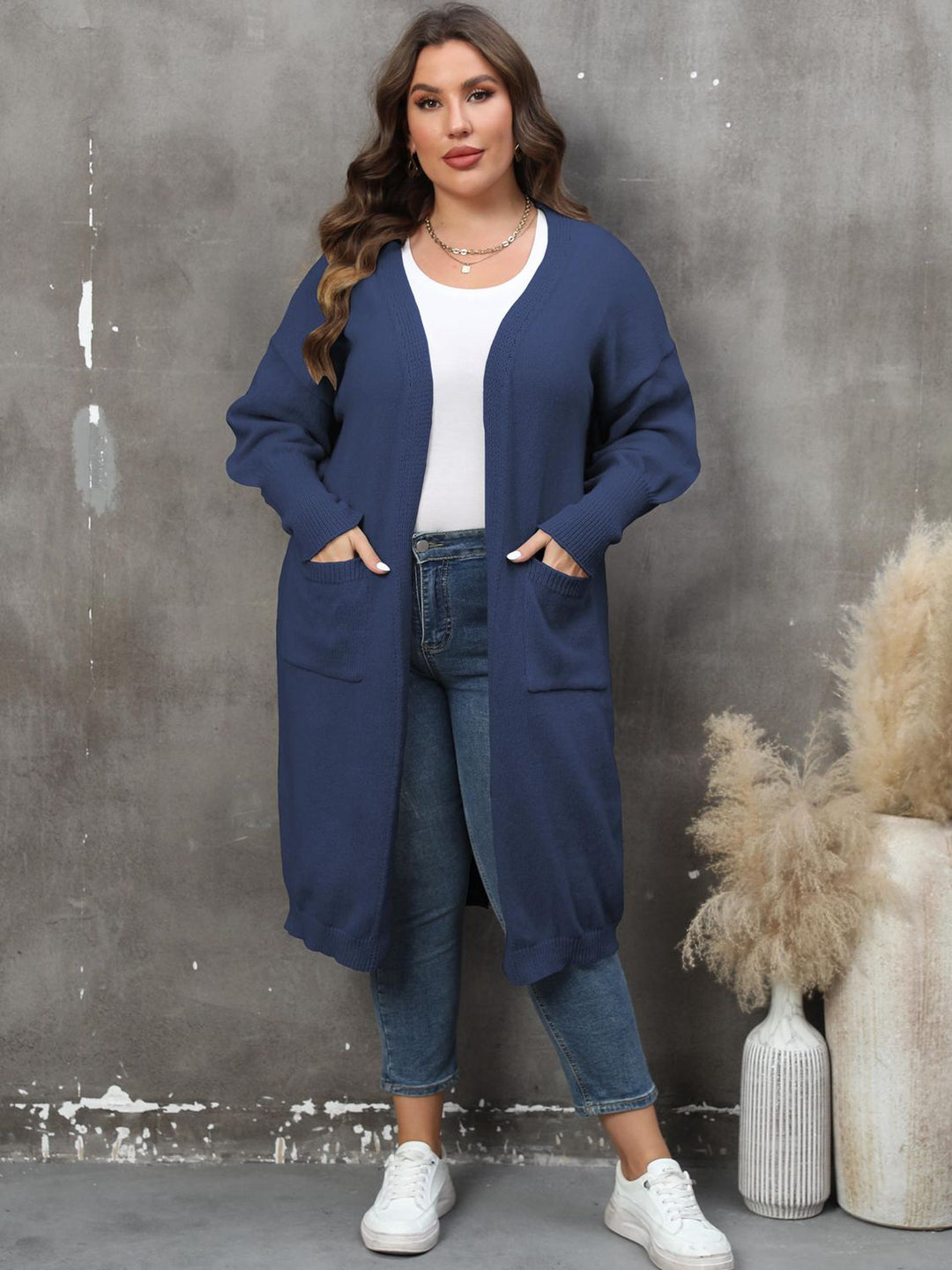 Drune | Plus Size Langarm Taschen Cardigan