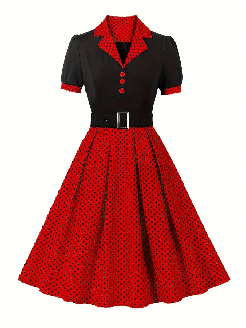 Drune | Stilvolle Herbst Vintage Kleid mit Polka Dots für Frauen