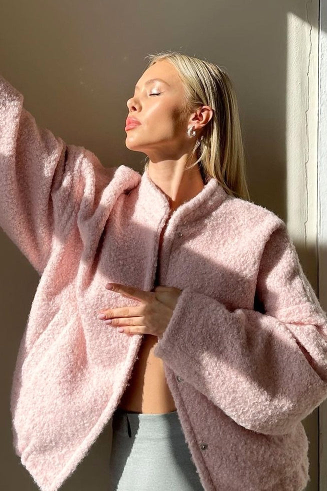 Drune | Pink Faux Fur Kurze Jacke