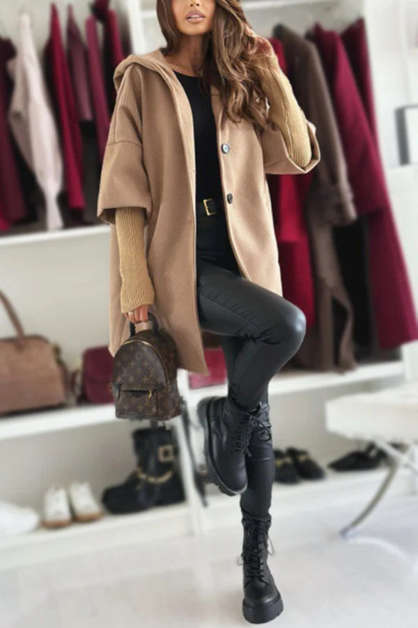 Drune | Farbe Lockere Tasche Kapuzenjacke mit langen Ärmeln