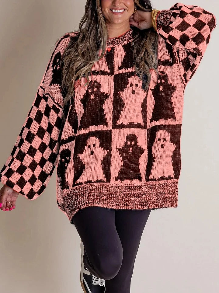 Drune | Halloween Checkered Knit Sweater