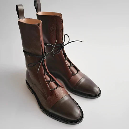 Drune | Stiefeletten - Leder - Schnürverschluss - Schlankes Design - Kappenzehen - Niedriger Schnitt