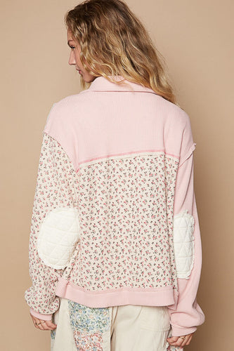 Drune | Gepolsterte Button-Down-Jacke mit sichtbaren Nähten und Blumenmuster