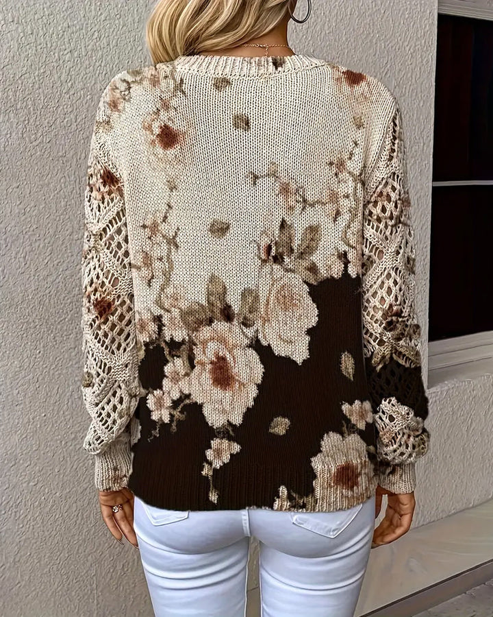 Drune | V-Ausschnitt Blumenprint Lochmuster