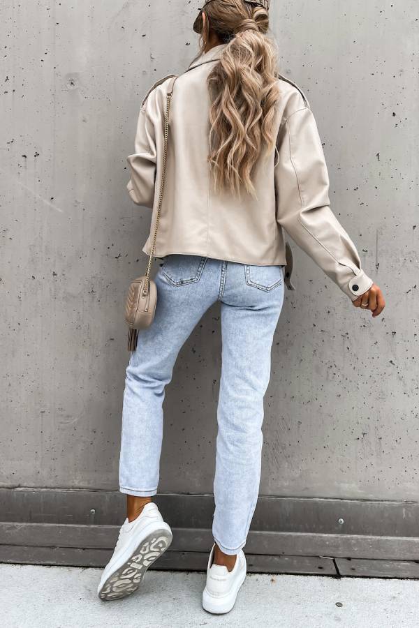 Drune | Leder Revers Taschen Britischer Stil Kurzjacke