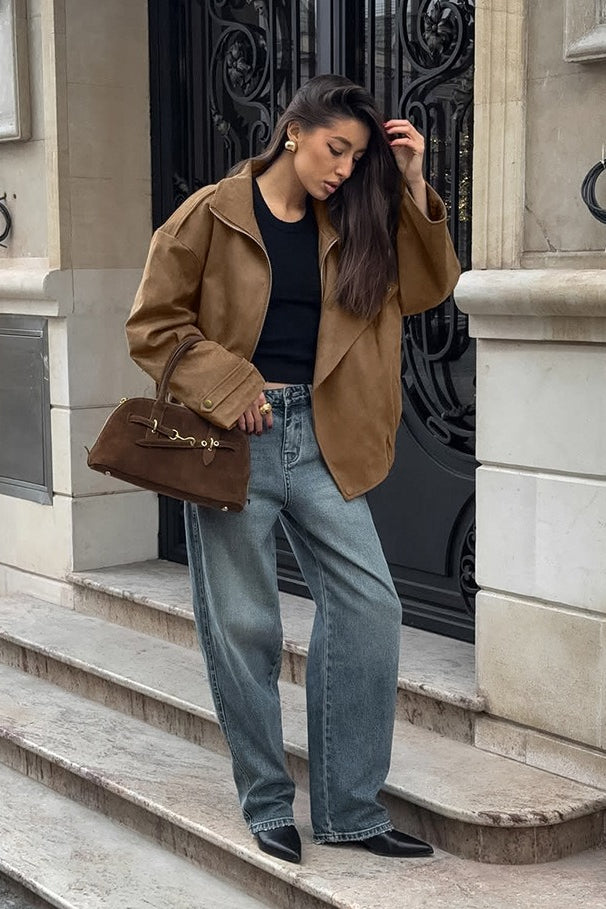 Drune | Khaki Wildleder Kragenjacke