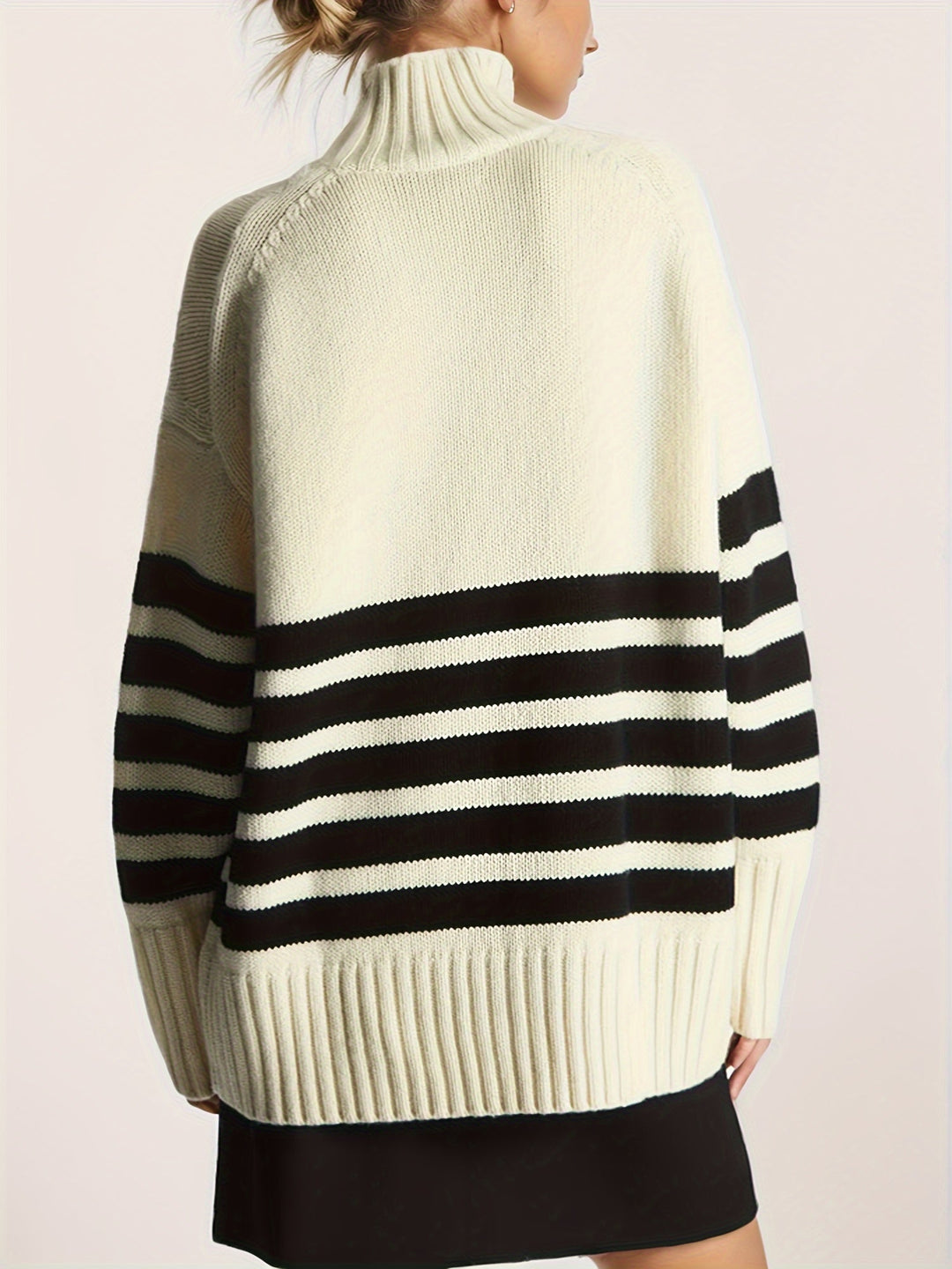 Drune | Schulterfreier Baumwollpullover mit Streifen und lockerer Passform Pullover Damen - Perfekt für legere Tage