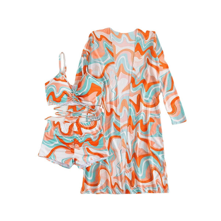 Drune | Dreiteilige Bluse mit hoher Taille und langen Ärmeln mit Kordelzug