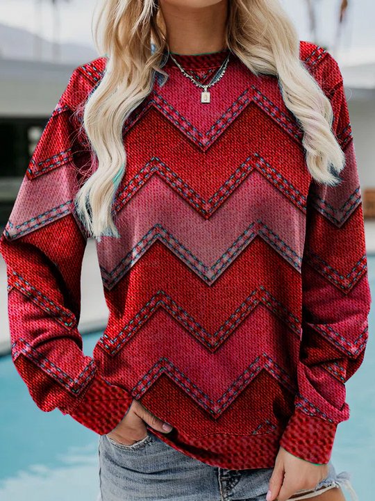 Drune | Lässiges Sweatshirt mit Zickzack-muster Weich und Trendy Perfekt Für Den Alltag