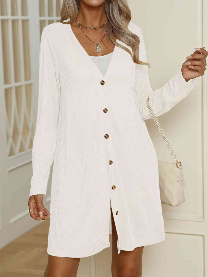 Drune | V-Ausschnitt Knopf-Oben Langarm Cardigan
