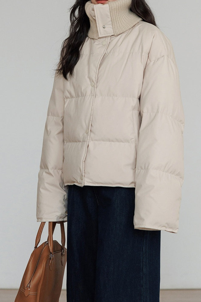 Drune | Kragen Weißer Entendaunen-Pufferjacke