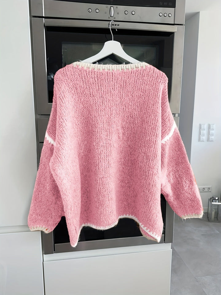 Drune | Lockere Strickpullover Weich und Gemütlich Einzigartige Häkel-details