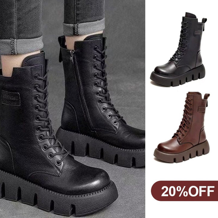 Drune | Winterstiefel mit Reißverschluss - Rutschfeste Sohle - Warm Gefüttert - Echtleder-Optik