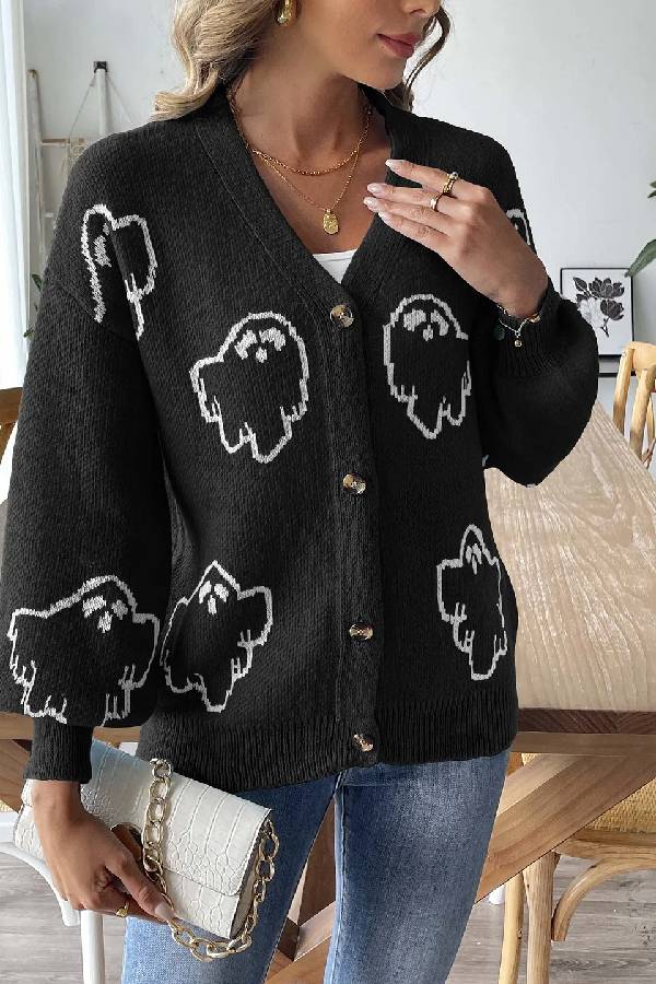 Drune | Lockere lässige Cartoon Jacquard-Jacke