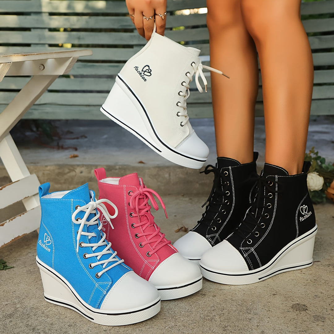 Drune | Einfache Canvas Stiefeletten Mit Liebesmotiv