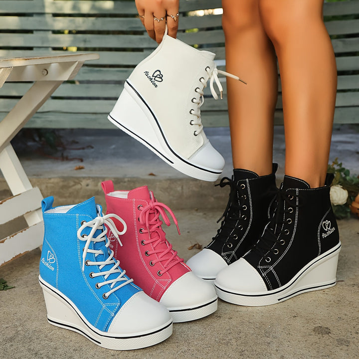 Drune | Einfache Canvas Stiefeletten Mit Liebesmotiv