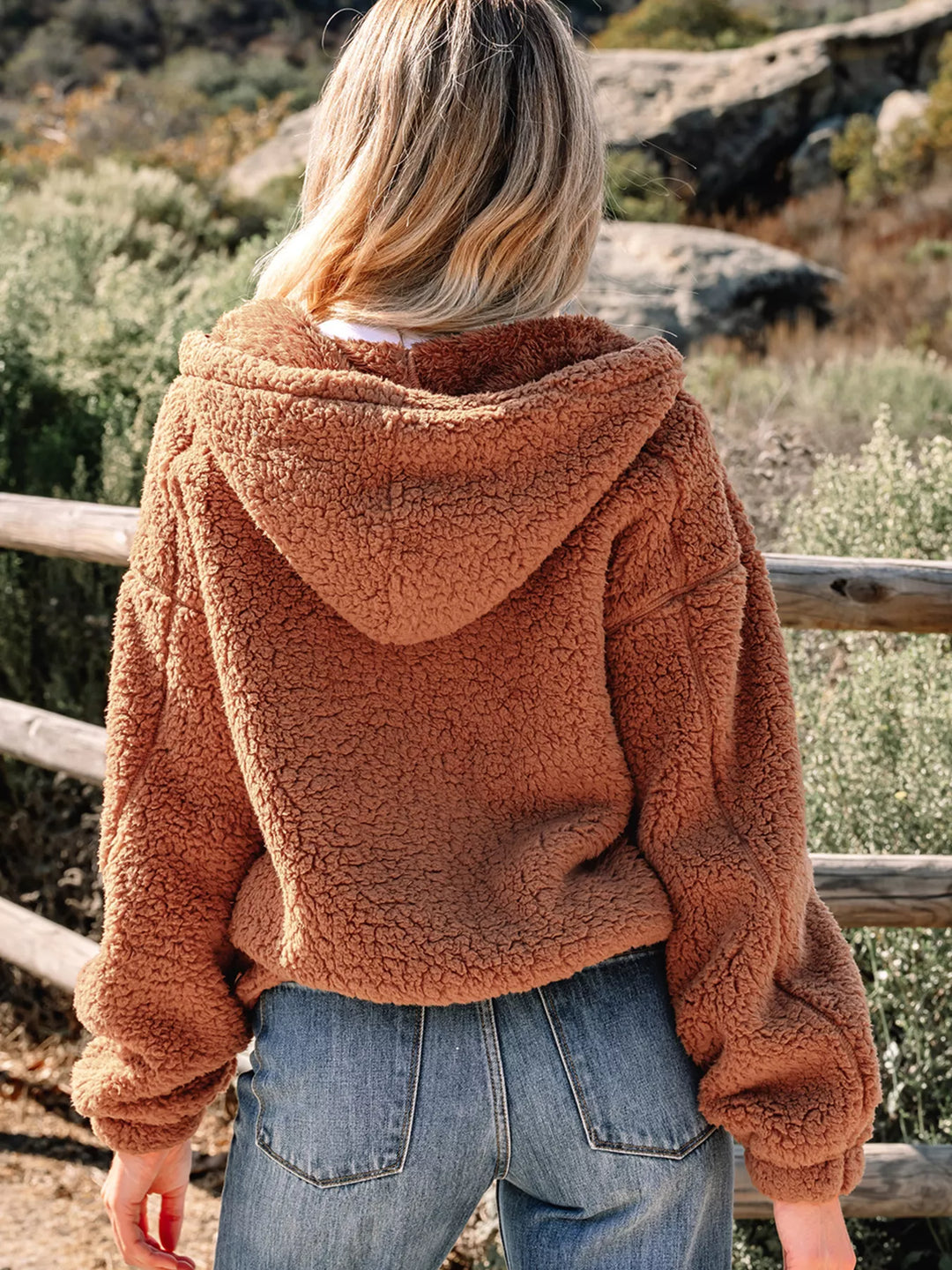 Drune | Damen Relaxed Fit Zip Up Teddyjacke