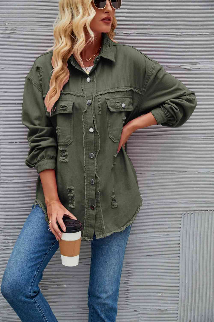 Drune | Zerrissene Rohsaum-Denimjacke