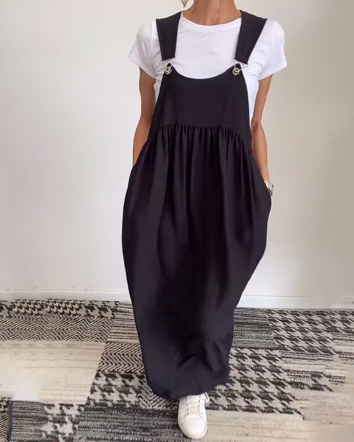 Drune | Kleid Lässig Einfarbig Hosenträger
