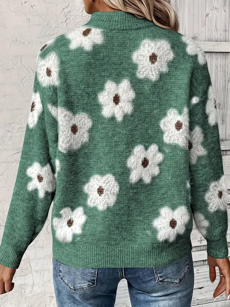 Drune | Floral Pullover mit Reißverschluss