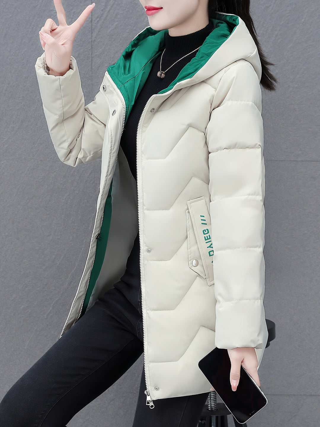 Drune | Warme Lange Puffer Winterjacke mit Kapuze für Frauen - Ideal für Winter