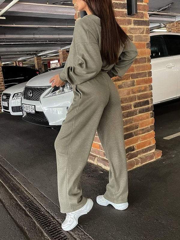 Drune | lässiges V-Ausschnitt Pullover- und Hose-Set