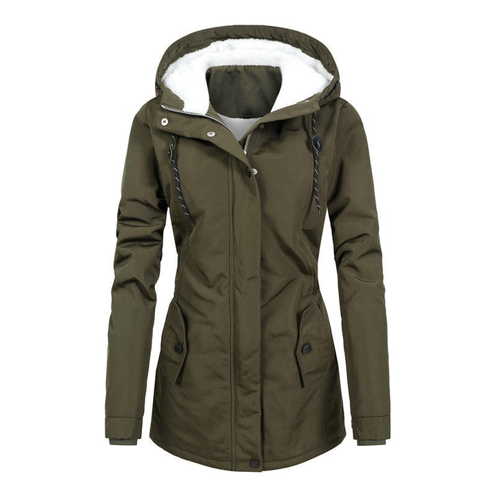 Drune | Mit Fleece gefütterte Damenjacke mit Kapuze und Kordelzug