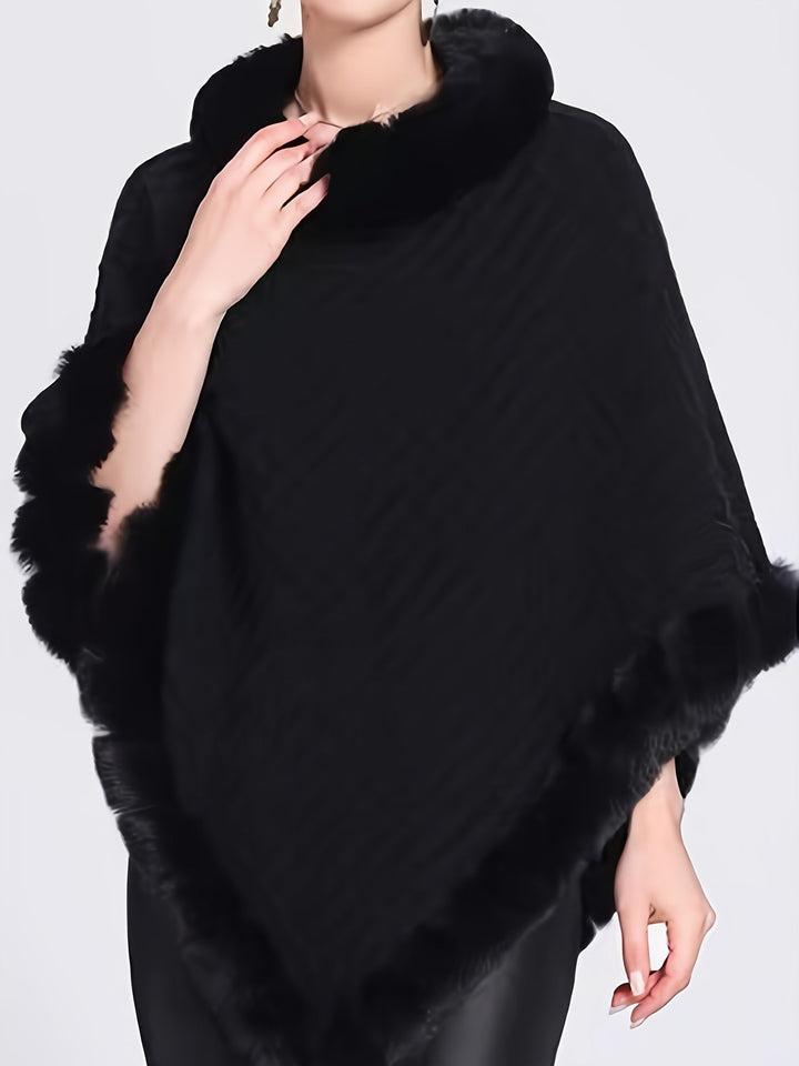 Drune | Poncho mit Pelzdetails Acrylmix Elegante Struktur